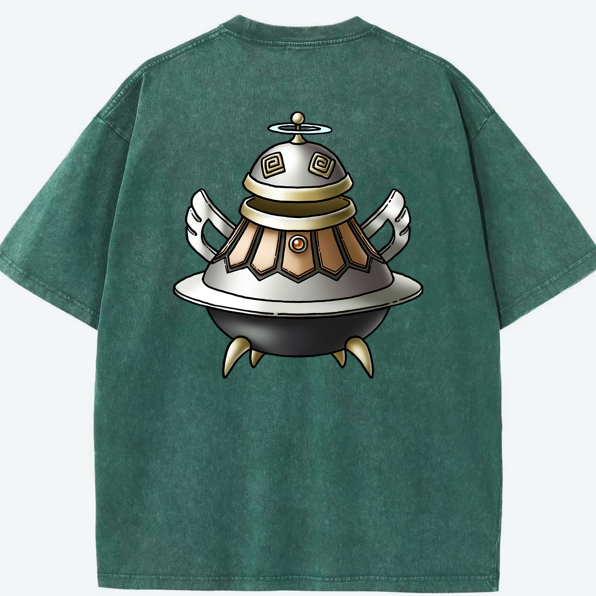 （画像用） ドラゴンクエスト Doragon Kuesuto Dragon Quest 綿100% ヴィンテージ風 半袖Tシャツ（背面プリント）
